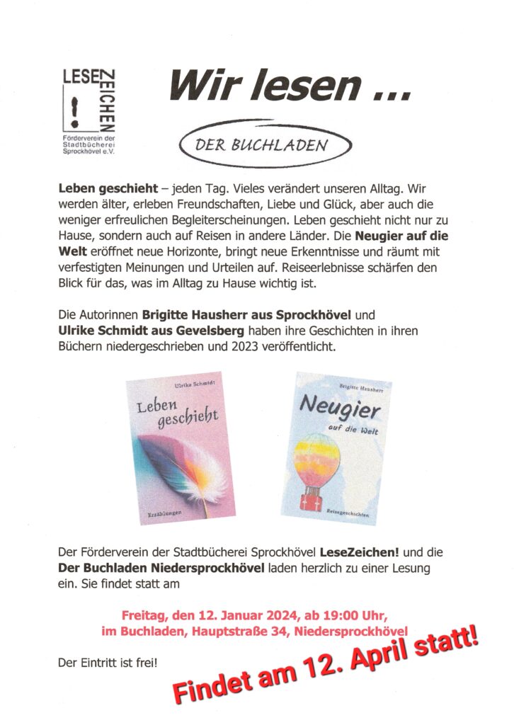 Wir lesen im April - Ulrike Schmidt und Brigitte Hausherr